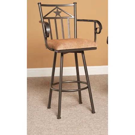 Casual Swivel Bar Stool with Star Design